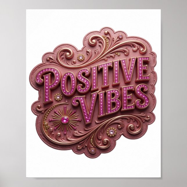 Affiche Crisp Rose VIBES POSITIVES (Devant)
