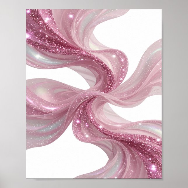Affiche Crisp Silver PINK GLITTER WAVES Art Text 3D (Devant)