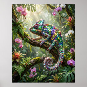 Affiche Cristal Caméléon Jungle Glow