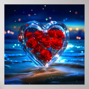 Affiche Cristal de coeur floral florissant