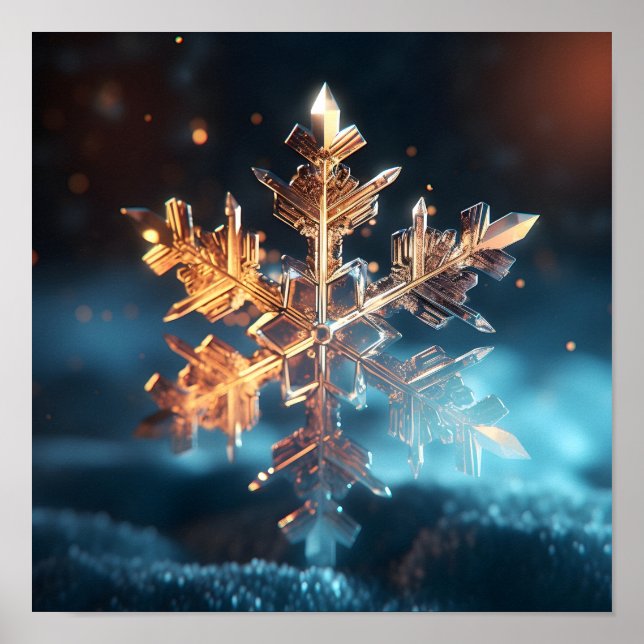 Affiche cristal de flocons de neige de vacances (Devant)