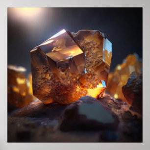 Affiche Cristal inspiré de la topaze ambre avec lumière do