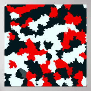 Affiche Cristal irrégulier Abstrait Mosaïque Camo rouge