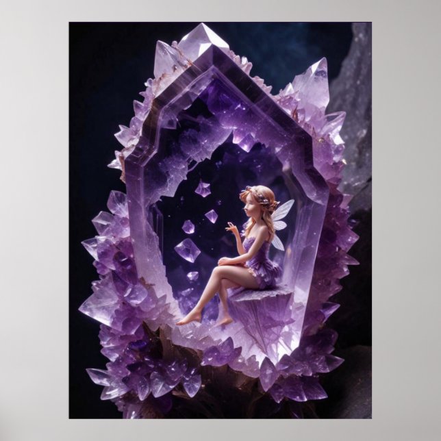 Affiche Cristaux de guérison Améthyste Fairy Wall Art (Devant)