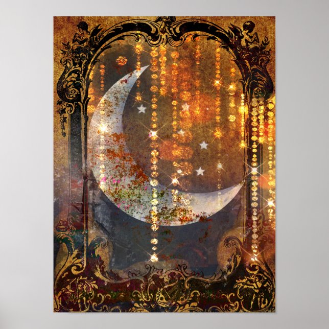 Affiche Cristaux de lune Mystique d'or foncé (Devant)