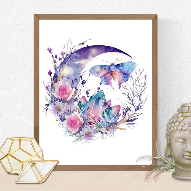 Affiche Cristaux de Papillon Fleurs de Lune Croissante Spi (Créateur téléchargé)