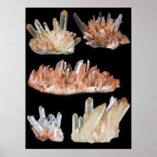 Affiche Cristaux de quartz pierres gemmes roches