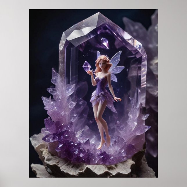 Affiche Cristaux magiques Améthyste Fairy Wall Art (Devant)
