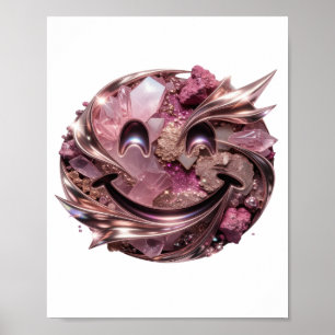 Affiche Cristaux roses classiques argentés et ornements mé
