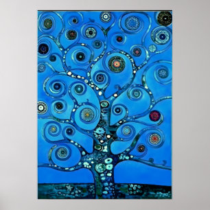 Affiche Critique en bleu - L'arbre de vie par Gustav Klimt
