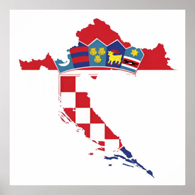 Affiche Croatia Hrvatska Kroatien Hrv Zagreb Split Flag (Devant)