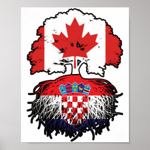 Affiche Croatie Drapeau canadien croate des racines d'arbr