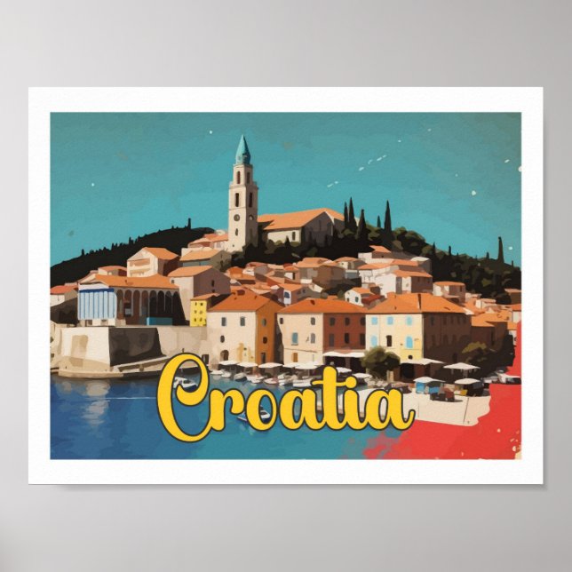 Affiche Croatie Illustration de voyage Pop Art (Devant)
