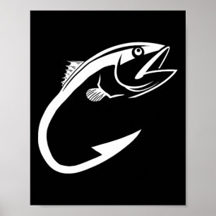 Affiche Crochet Thon Pêcheur Minimal Homme Amateur de Pêch