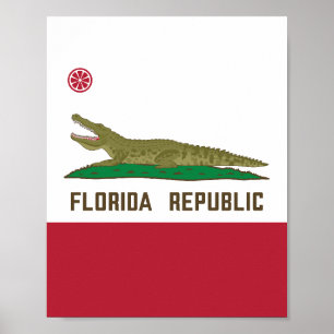 Affiche Crocodile du drapeau de la République de Floride