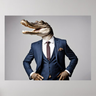 Affiche Crocodile en combinaison