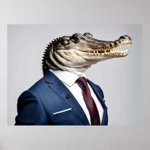 Affiche Crocodile en combinaison