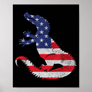 Affiche Crocodile Fête de l'Indépendance Drapeau Patriotiq