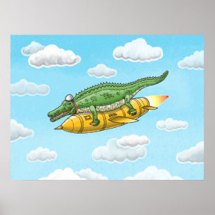 Affiche Crocodile Fusée