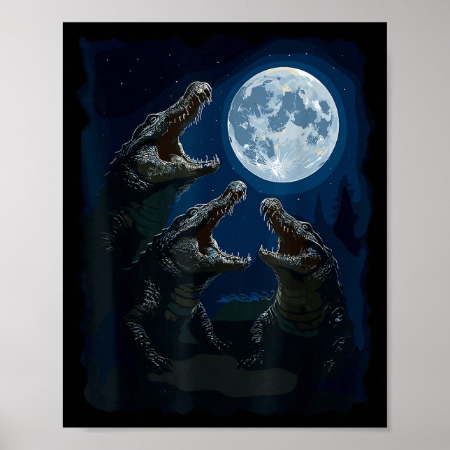 Affiche Crocodile Howling At The Moon Wildlife Crocodiles  (Devant)
