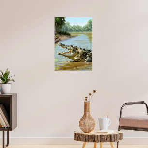 Affiche Crocodile puissant dans la rivière