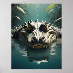 Affiche Crocodile serène dans l'eau Jungle Art Imprimer