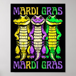 Affiche Crocodiles Aligator Louisiana Mardi Gras Carnival