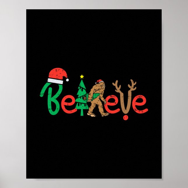 Affiche croire bigfoot sasquatch père Noël rennes noël (Devant)