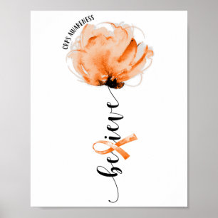 Affiche Croire Crps Sensibilisation Orange Ribbon Flower L