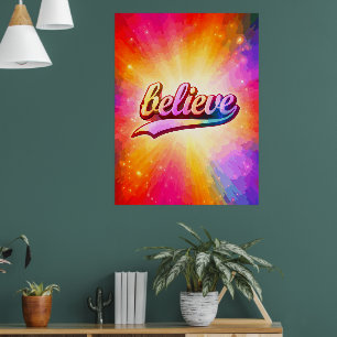 Affiche Croire en la typographie colorée Inspirante