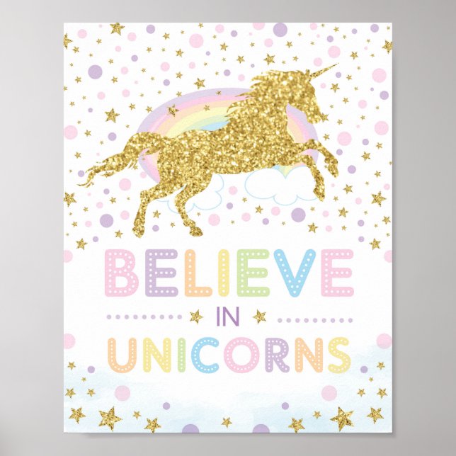 Affiche Croire en Unicorns / Magical Rainbow Unicorn (Devant)