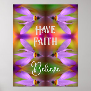 Affiche Croire Fleur violette Abstraite Inspirationnel