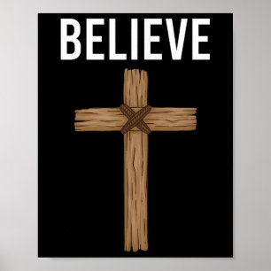 Affiche Croire Jésus Croix chrétienne Dieu foi Bible Reli