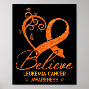 Affiche Croire Ruban Orange Cœur Leucémie Cancer du Sang