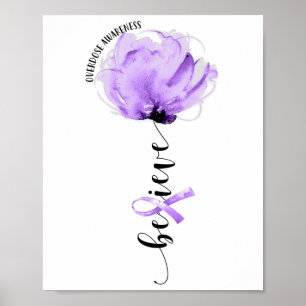 Affiche Croire Ruban Violet Fleur Lo de sensibilisation au