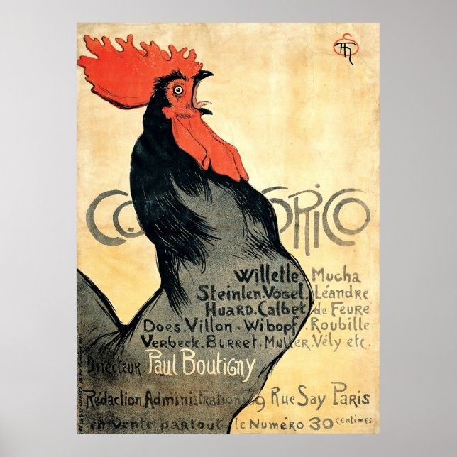 Affiche Croisement de coq par Théophile Alexandre Steinlen (Devant)