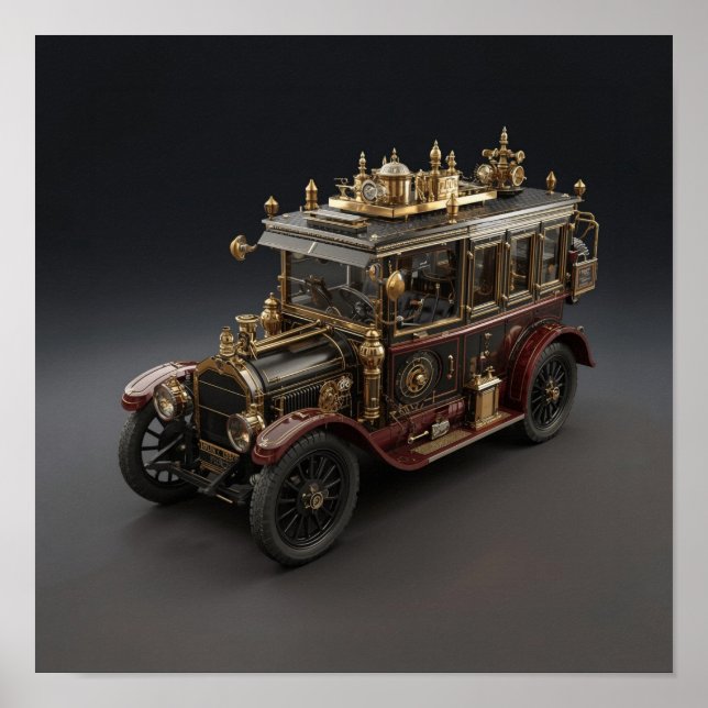 Affiche Croiseur de police rétro Steampunk (Devant)