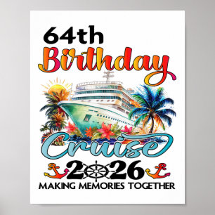 Affiche Croisière d'anniversaire 64 ans 2026 Vacances en f