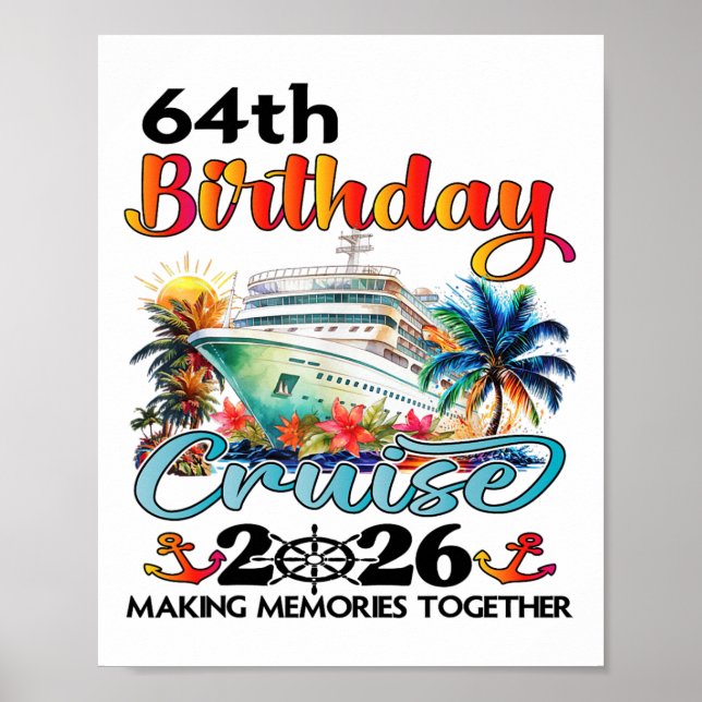 Affiche Croisière d'anniversaire 64 ans 2026 Vacances en f (Devant)