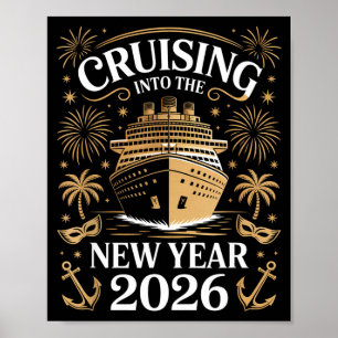 Affiche Croisière dans la nouvelle année 2026 Bateau de cr