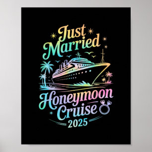 Affiche Croisière de lune de miel Cute Just Married 2025 J