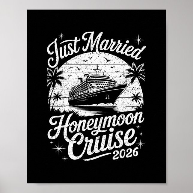 Affiche Croisière de lune de miel Cute juste mariés 2026 N (Devant)
