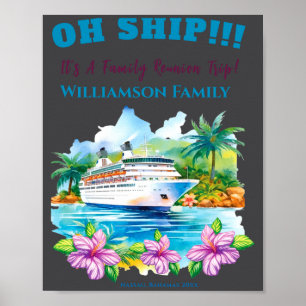 Affiche Croisière de réunion de famille sur l'île drôle