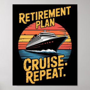 Affiche Croisière drôle répétée Croisière vintage retraité