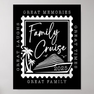 Affiche Croisière en famille 2025 Voyage Tampon Rétro Fami