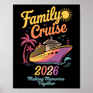 Affiche Croisière familiale 2026 Tie Dye Famille Vacances