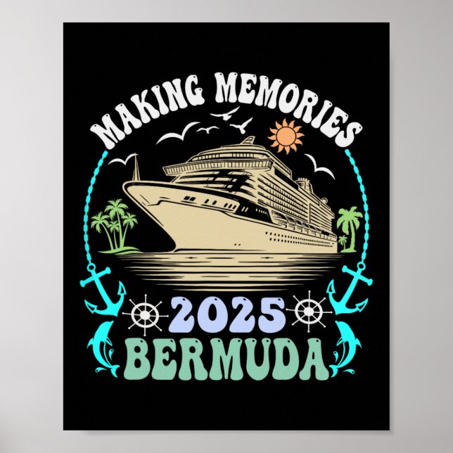 Affiche Croisière familiale Bermudes 2025 Été Vacances ass (Devant)