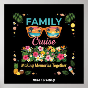 Affiche Croisière Familiale Souvenirs Floraux Été Tropical