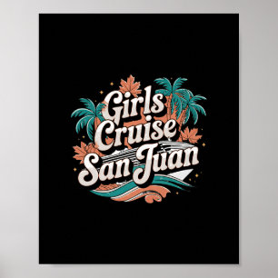 Affiche Croisière Filles San Juan Action de grâce Vintage