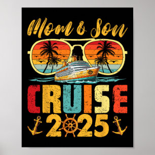 Affiche Croisière Maman Et Fils Rétro Vintage 2025 Maman F